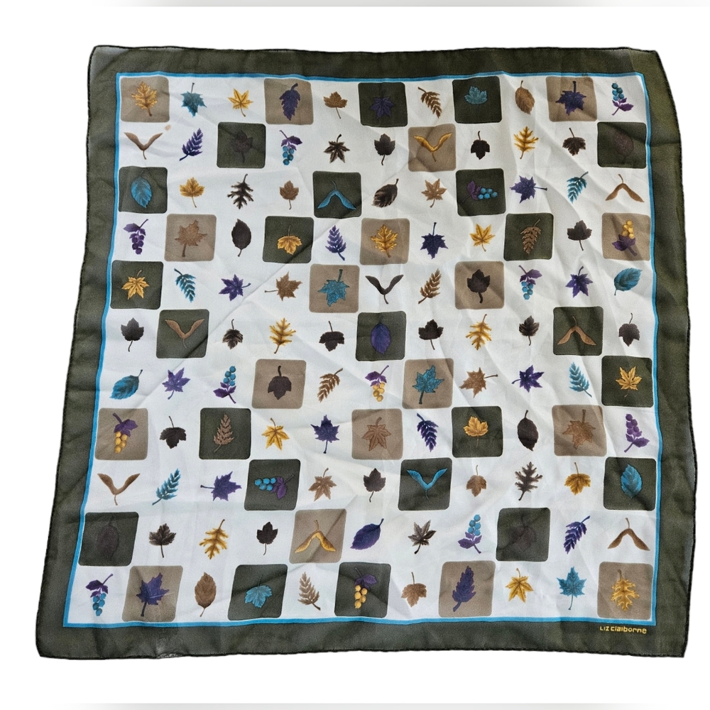 LIZ CLAIBORNE Autumn Leaves Scarf | SZ 20" Sq - Picture 2 of 10